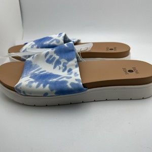 Shade & Shore Kassidy Platform Slide Sandals Tie Dye Blue/White
